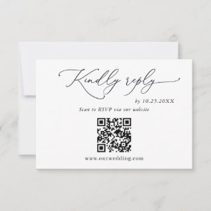Simply Elegant Minimalist Wedding QR Code PHOTO RSVP Card