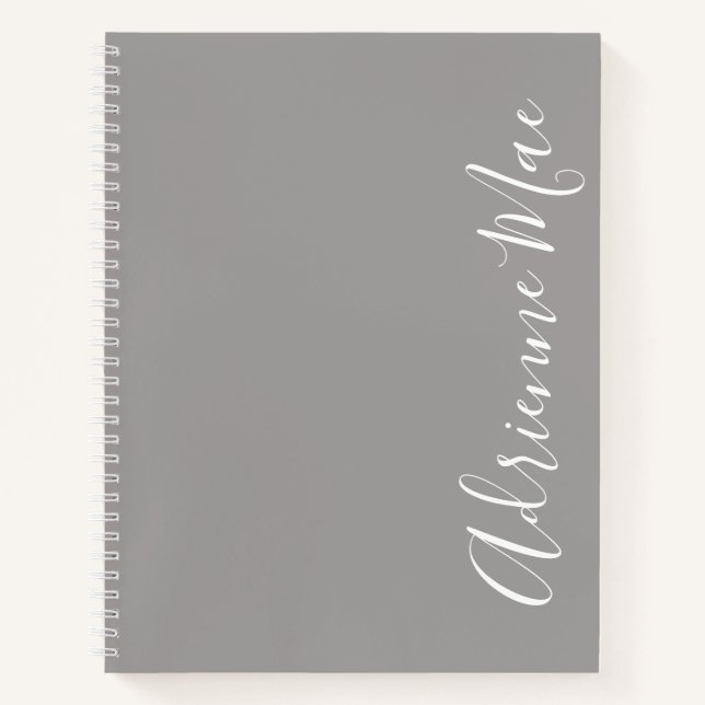 Simply Elegant Modern Ash Grey Personalized Notebook (Front)