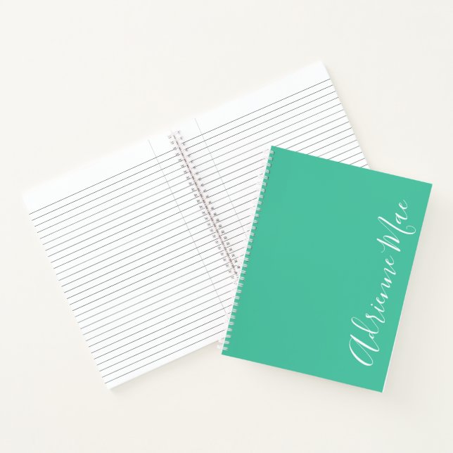 Simply Elegant Modern Biscayne Green Personalized Notebook (Inside)