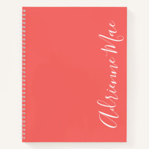 Simply Elegant Modern Coral Personalized Notebook