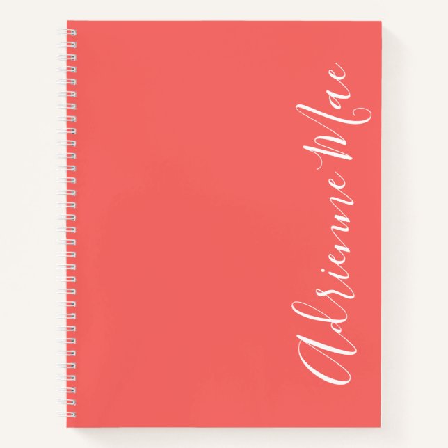 Simply Elegant Modern Coral Personalized Notebook (Front)