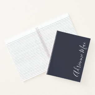 Simply Elegant Modern Navy Blue Personalized Notebook