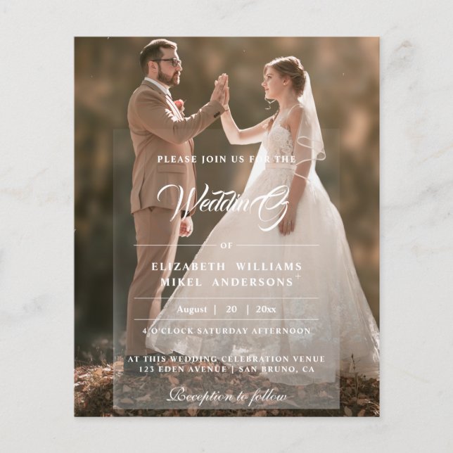 Simply Elegant Modern Photo Front & Back Wedding Flyer (Front)