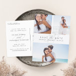 Simply Elegant Multi Photo Save the Date Announcement Postcard<br><div class="desc">Say yes to these beautiful save the date postcards and announce your big day to friends and family in chic style! Flat save the date postcards feature three of your favourite engagement photos -- two at the top, and one at the bottom -- with "save the date" and your names...</div>