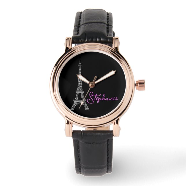 Simply Elegant Paris Eiffel Tower Black Watch (Front)