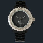 Simply Elegant Personalized Black Watch<br><div class="desc">Simply Elegant Personalized Black Watch

Perfect gift for mom,  girlfriend or wife - a beautiful black wrist watch.  For casual walks or an evening out,  this watch can be worn at any time of day for any occasion.</div>
