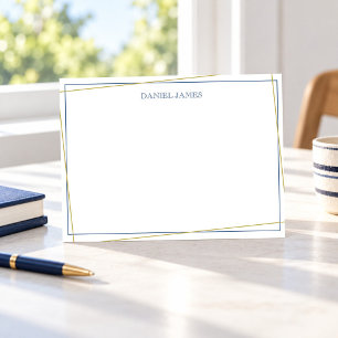 Simply Elegant Personalized Navy and Gold Flat Card