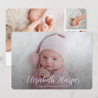Simply Elegant Photo Collage Birth Announcement