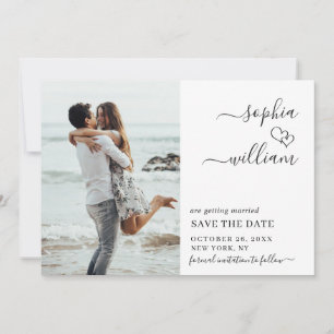 Simply Elegant Photo Wedding Hearts Simple Modern Save The Date