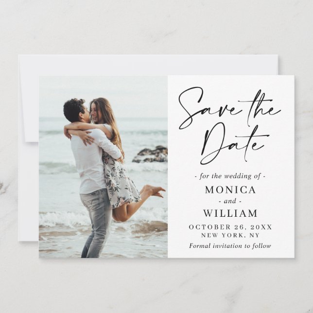 Simply Elegant Photo Wedding Hearts Simple  Save The Date (Front)
