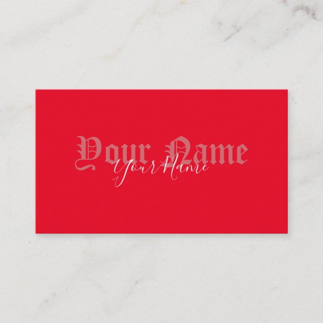 Simply elegant red ancient letters business card (Front)