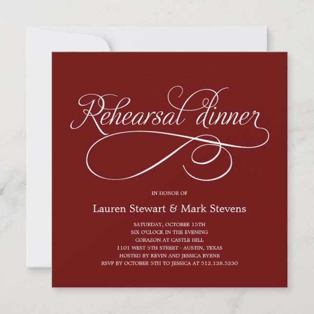 Simply Elegant Rehearsal Dinner Invitation (Red) (Front)