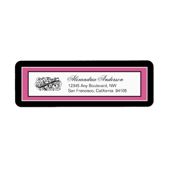 Simply Elegant Return Address Label: black/fuchsia Return Address Label