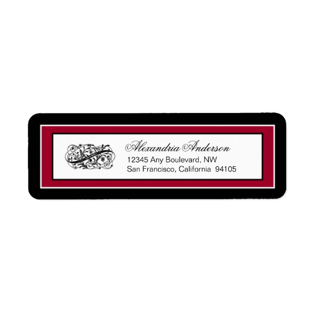 Simply Elegant Return Address Label (black/red) (Front)