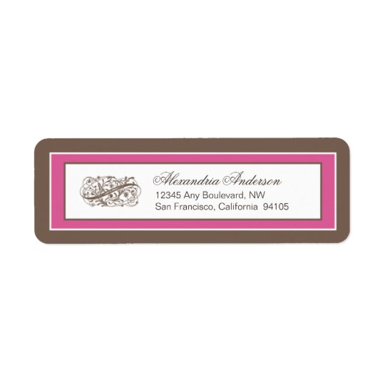 Simply Elegant Return Address Label: brown/fuchsia Return Address Label