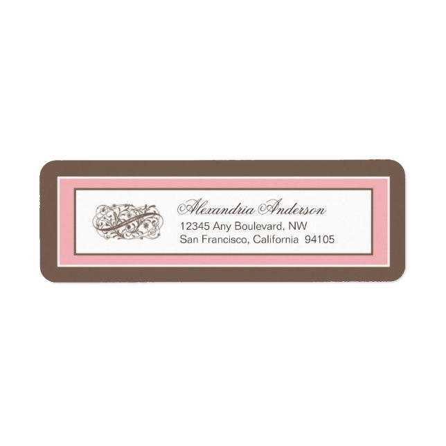 Simply Elegant Return Address Label (brown/pink) (Front)