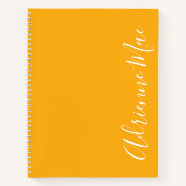 Simply Elegant Saffron Yellow Personalized Notebook (Front)