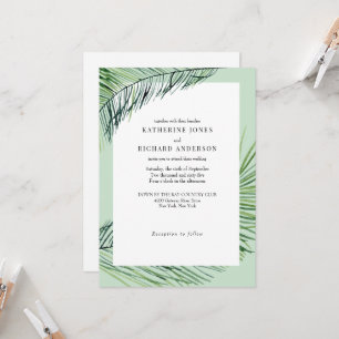 Simply Elegant Sage Tropical Palm Wedding Invitation