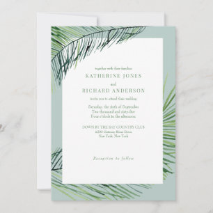 Simply Elegant Seafoam Tropical Palm Wedding Inv Invitation