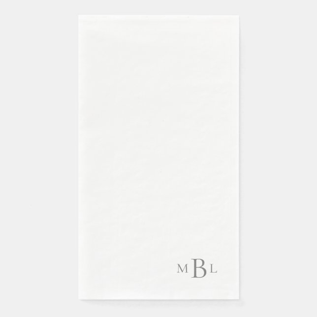 Simply Elegant Silver Monogram  Paper Guest Towels Napkin (Front)