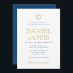 Simply Elegant Star of David Bar Mitzvah-Navy Gold Invitation<br><div class="desc">Use the template form to personalize this invitation.  Change the colours,  fonts and layout using the advanced editing menus.</div>