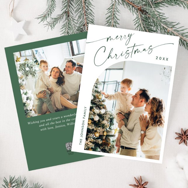Simply Elegant Stylish 2 PHOTO Christmas Greeting Holiday Card (Creator Uploaded)
