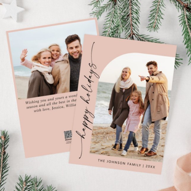 Simply Elegant Stylish 2 PHOTO Christmas Greeting Holiday Card (Creator Uploaded)