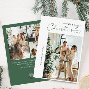 Simply Elegant Stylish 4 PHOTO Christmas Greeting Holiday Card