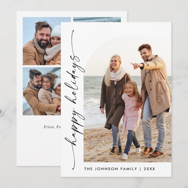 Simply Elegant Stylish 5 PHOTO Christmas Greeting Holiday Card (Front/Back)