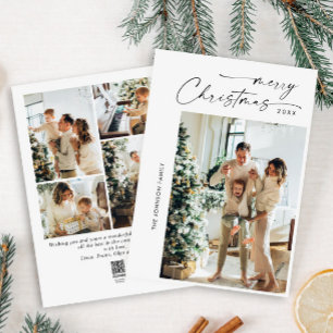 Simply Elegant Stylish 5 PHOTO Christmas Greeting Holiday Card