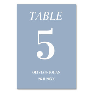Simply Elegant Typography Blue Modern Wedding Table Number
