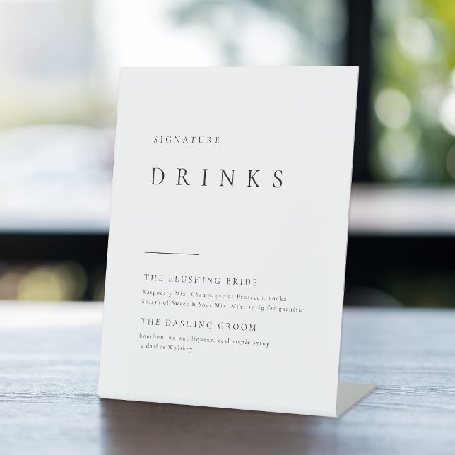 Simply Elegant Typography Modern Signature Drinks Pedestal Sign (Simply Elegant Typography Modern Signature Drinks Pedestal Sign)