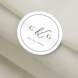 Simply Elegant Typography Modern Wedding Classic Round Sticker