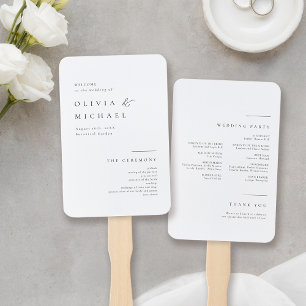 Simply Elegant Typography Modern Wedding Program H Hand Fan