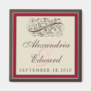 Simply Elegant Wedding Favour Magnet: cranberry Magnet