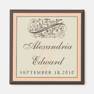 Simply Elegant Wedding Favour Magnet: peach Magnet