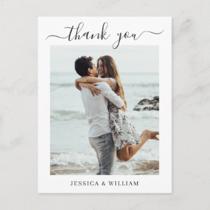 Simply Elegant Wedding Hearts Photo Thank You Postcard
