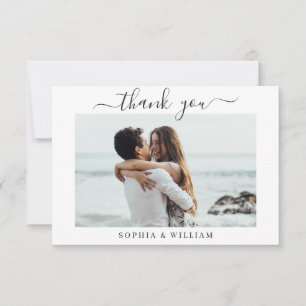 Simply Elegant Wedding Hearts Simple 2 Photo Thank You Card