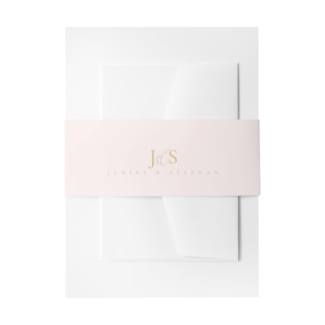 Simply Elegant Wedding Initials Blush ID1022 Invitation Belly Band (Front Example)