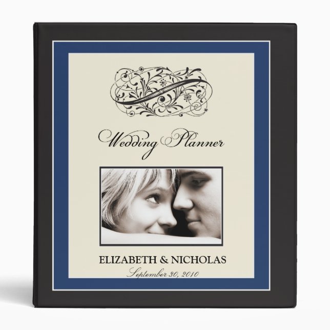Simply Elegant Wedding Planner Binder (navy) (Front)