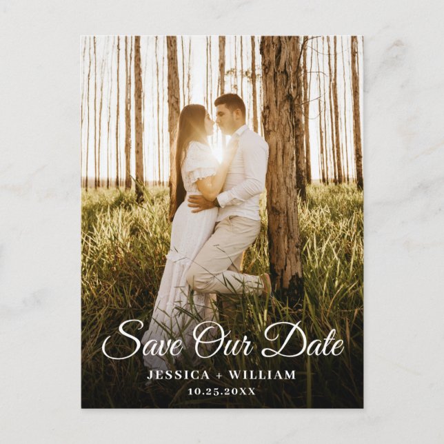 Simply Elegant Wedding Save the Date Photo Postcard (Front)
