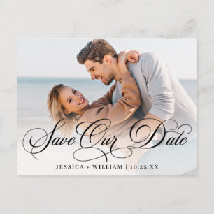 Simply Elegant Wedding Save the Date Photo Postcard