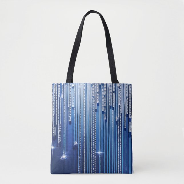 Simply Enspired Blue Shimmery Reusable Tote Bag (Front)