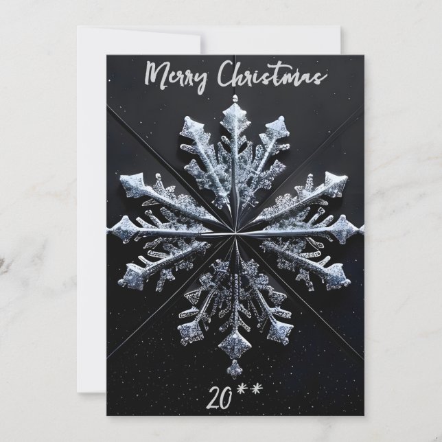 Simply Enspired Merry Christmas White Snowflake Holiday Card (Front)