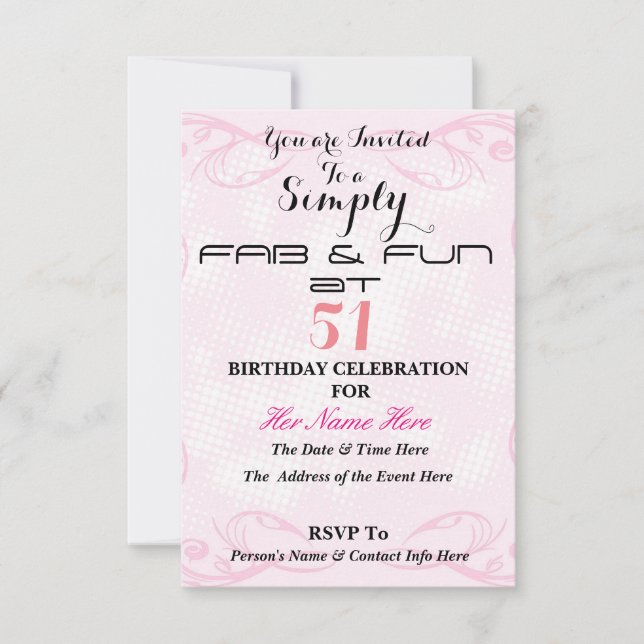 Simply FAB & FUN at 51 - Save The Date (Front)