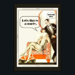 Simply Fabulous Vintage 1920s Art Deco Party Poster<br><div class="desc">Adapted from a wonderfully cheeky retro illustration by Jacue LeClerc done in the Roaring 20's, this poster adaptation features a woman flapper in vintage twenties fashion seated in an orange chair and ottoman next to a gentleman wearing formal wear evening tuxedo or smoking jacket. Predominate colours are tangerine orange, black...</div>