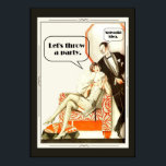 Simply Fabulous Vintage 1920s Art Deco Party Poster<br><div class="desc">Adapted from a wonderfully cheeky retro illustration by Jacue LeClerc done in the Roaring 20's, this poster adaptation features a woman flapper in vintage twenties fashion seated in an orange chair and ottoman next to a gentleman wearing formal wear evening tuxedo or smoking jacket. Predominate colours are tangerine orange, black...</div>