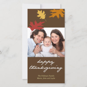 Simply fall leaves happy thanksgiving family photo holiday card