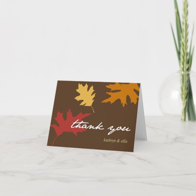 Simply fall leaves personalized thank you note card (Front)