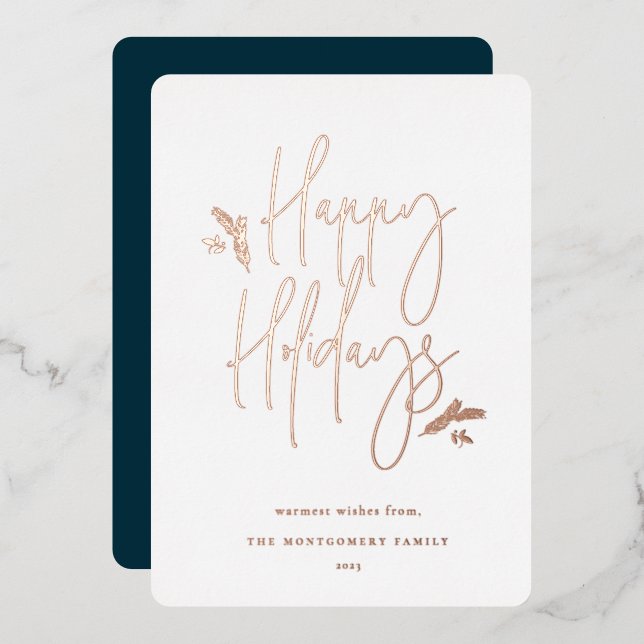 Simply Festive Script Foil Holiday Card (Front/Back)